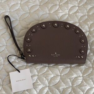 Kate Spade Taupe Wristlet with Stud Accents NWT